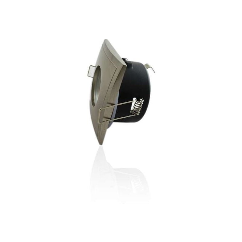 foto del prodotto supporto per spot impermeabile ip65 quadrato in alluminio spazzolato con presa gu10