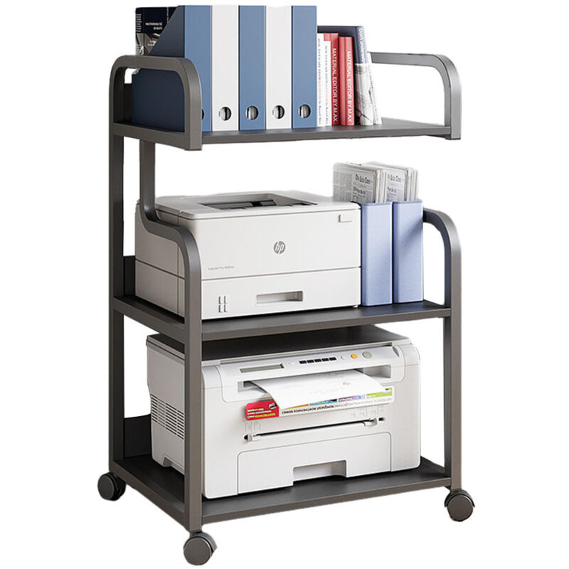 foto del prodotto supporto per stampante a 3 livelli, mobile stampante con ruote porta stampante scaffale per stampante carrello porta stampante per scanner fax per