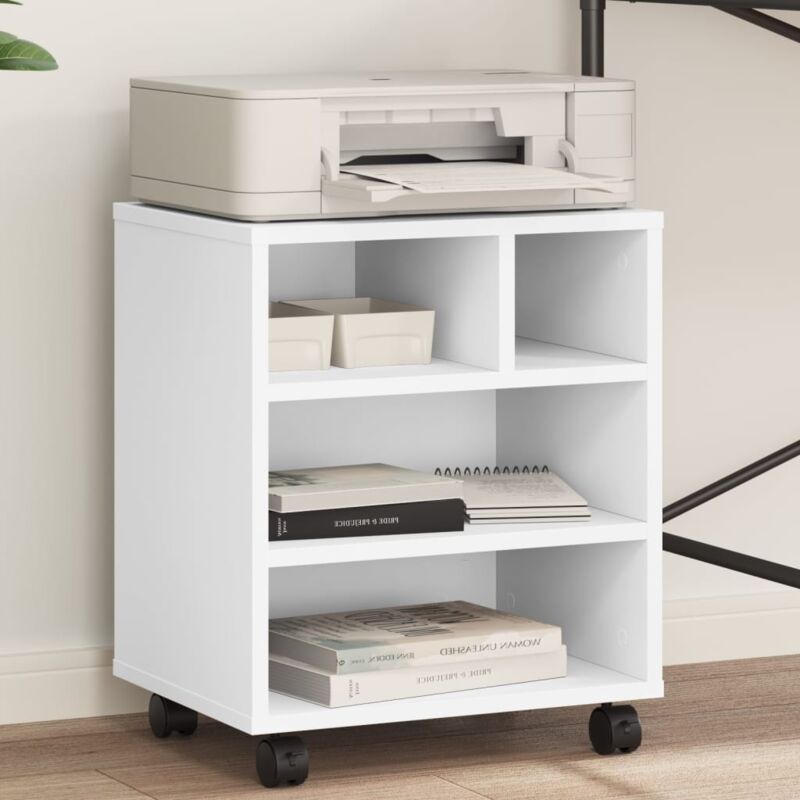 foto del prodotto supporto per stampante con ruote bianco 41x32x48 cm vidaxl