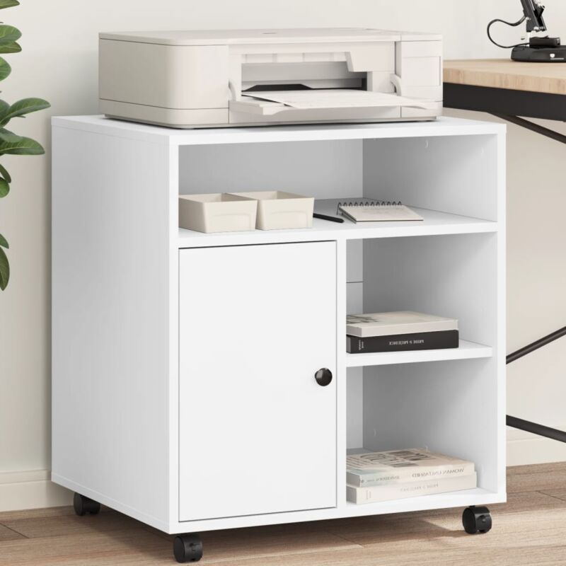 foto del prodotto supporto per stampante con ruote bianco 60x50x67 cm vidaxl