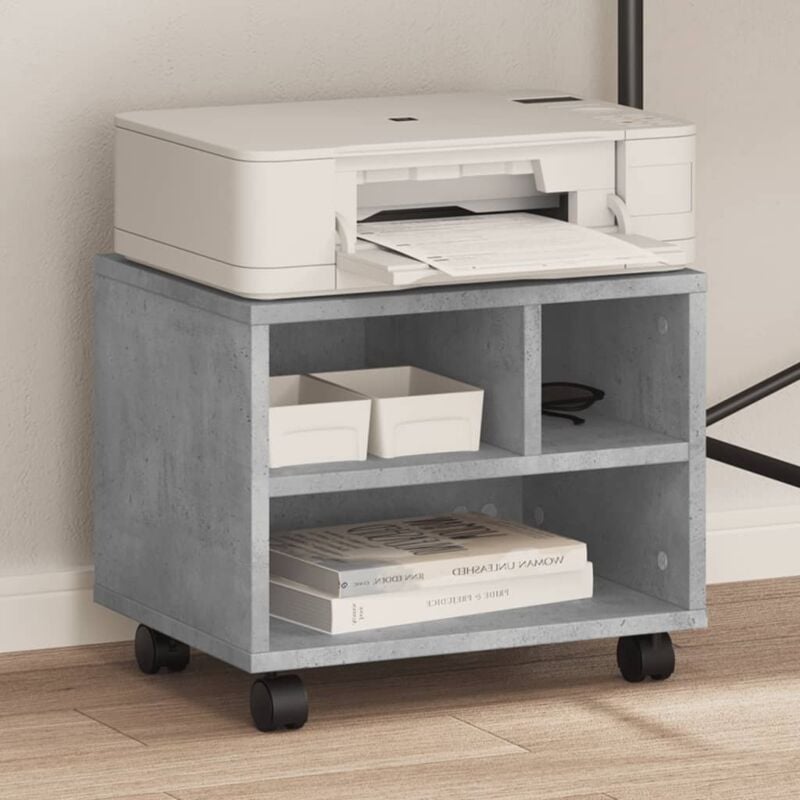 foto del prodotto supporto per stampante con ruote grigio cemento 41x32x34,5 cm vidaxl