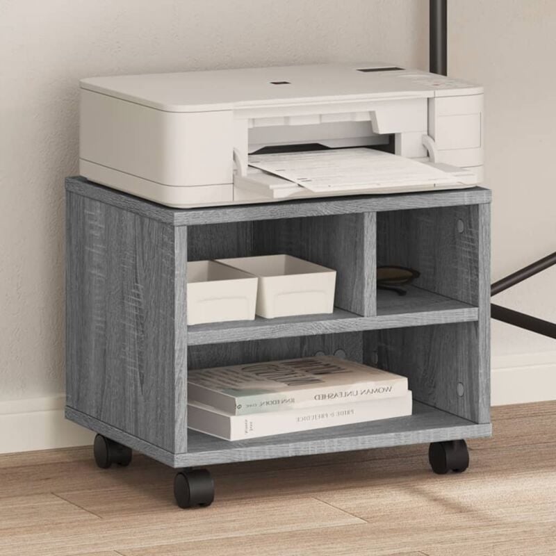 foto del prodotto supporto per stampante con ruote grigio sonoma 41x32x34,5 cm vidaxl