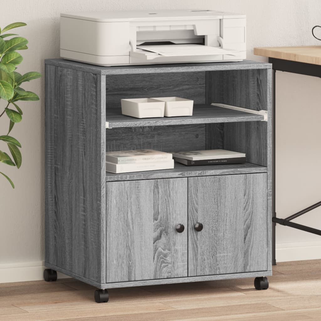 foto del prodotto supporto per stampante con ruote grigio sonoma 60x48x74 cm