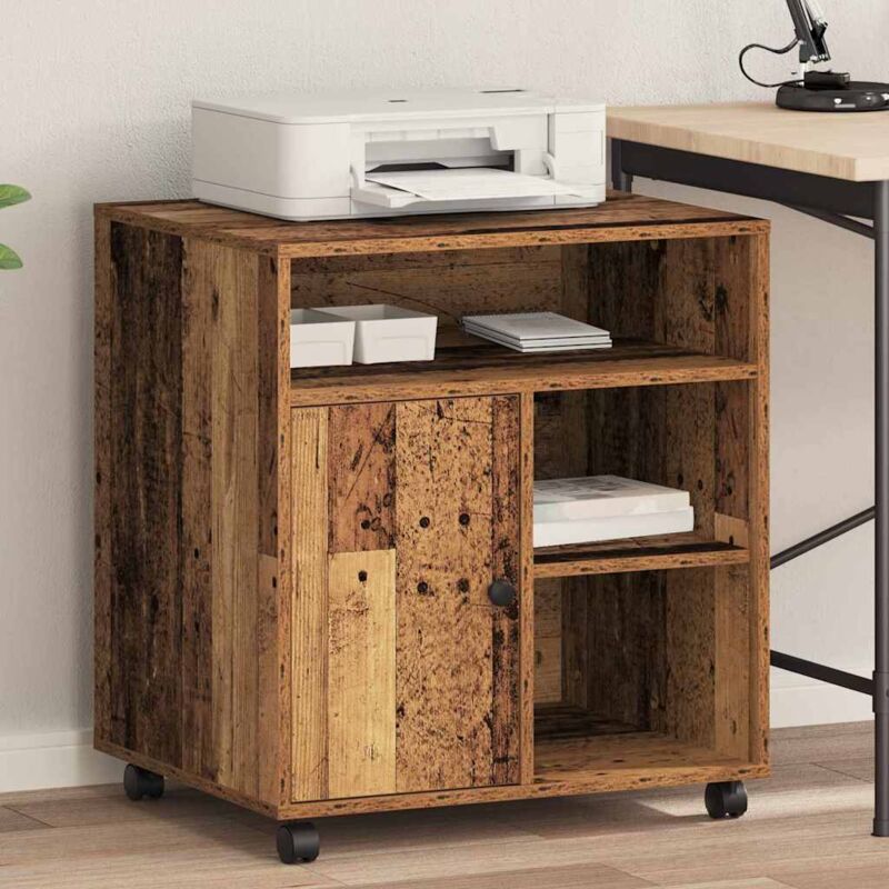 foto del prodotto supporto per stampante con ruote legno vecchio 60x50x67 cm vidaxl