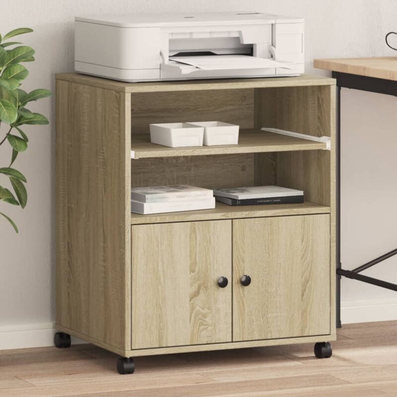foto del prodotto supporto per stampante con ruote rovere sonoma 60x48x74 cm vidaxl