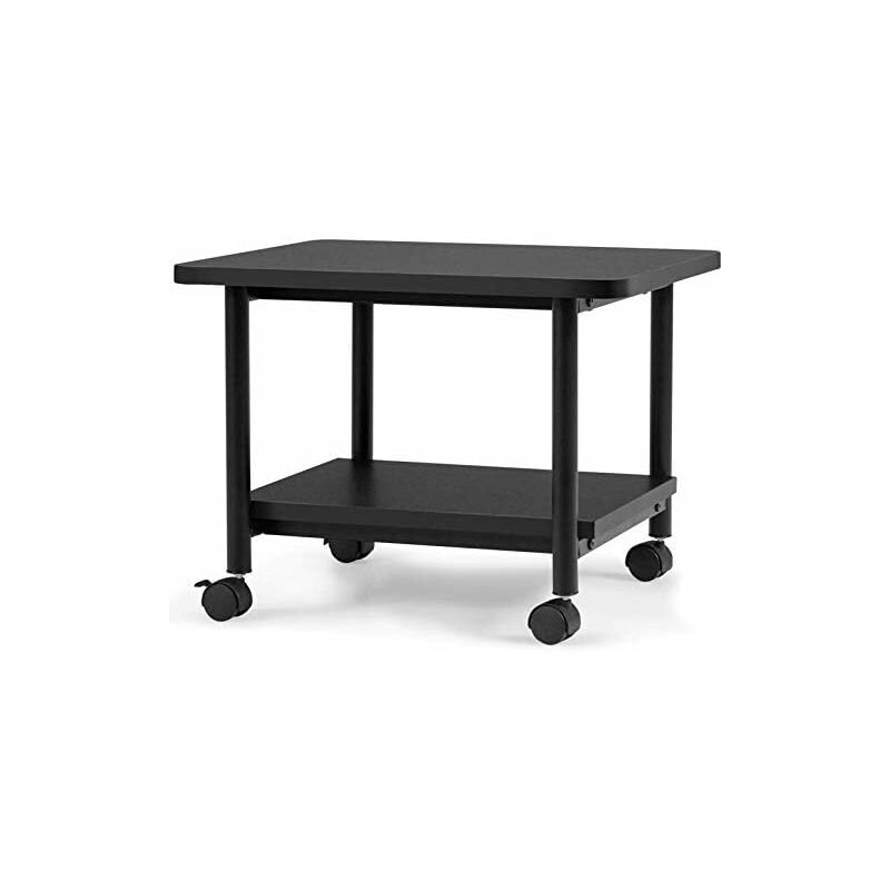 foto del prodotto supporto per stampante per ufficio, tavolino multifunzionale per laptop a 2 ripiani con 4 ruote universali e 2 freni, in legno e acciaio robusto, 49