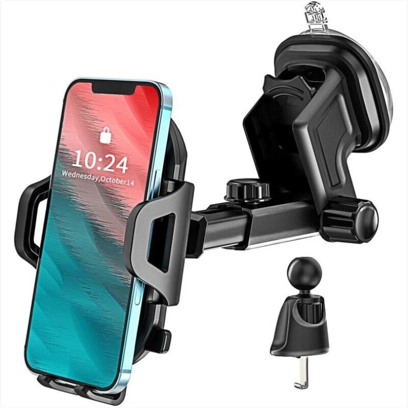 foto del prodotto supporto per telefono da auto, 3 in 1 supporto per smartphone da auto, supporto per ventosa per parabrezza e cruscotto per iphone 13 12 11 14 pro max