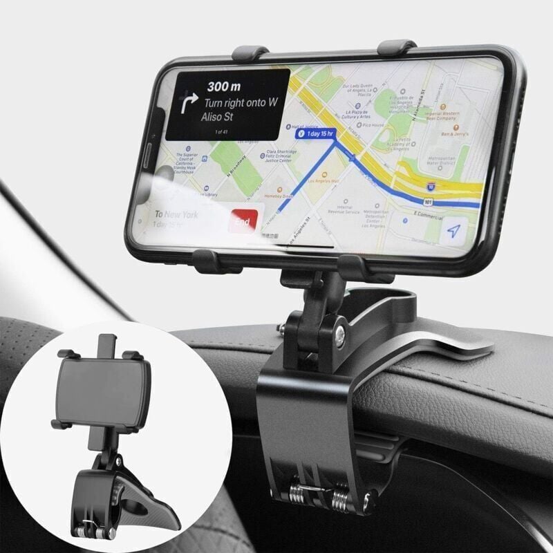 foto del prodotto supporto per telefono da auto con rotazione a 360 gradi, supporto per cruscotto per gps e smartphone da 4-7 pollici