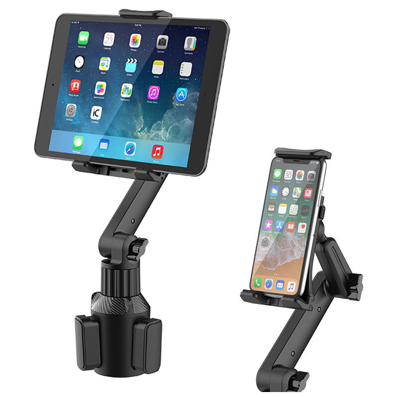 foto del prodotto supporto per telefono da auto, portabicchieri, supporto per smartphone con rotazione a 360 , versione con impugnature laterali per iphone 13, 12, 11