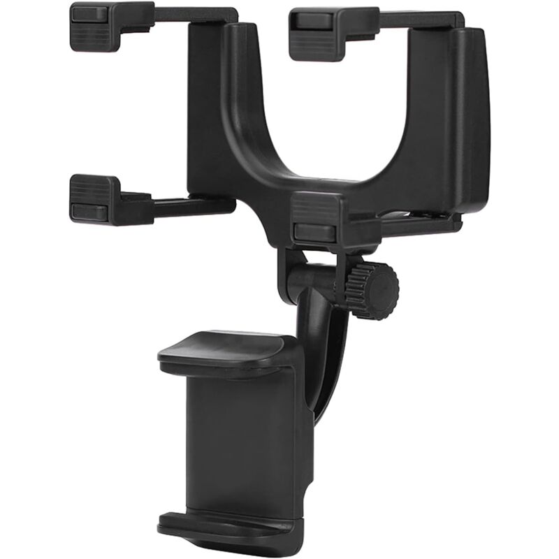 foto del prodotto supporto per telefono da auto, supporto universale per specchietto retrovisore per auto per smartphone gps nero 