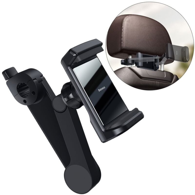 foto del prodotto supporto per telefono da poggiatesta per auto con caricabatterie wireless qi da 15 w, nero