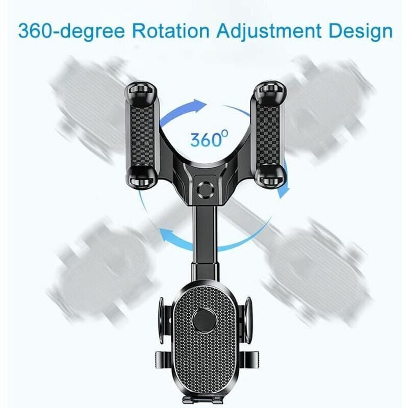 foto del prodotto supporto per telefono per specchietto retrovisore auto, supporto universale per telefono per auto, supporto retrattile per telefono, supporto per telefono cellulare girevole a 360 gradi per auto