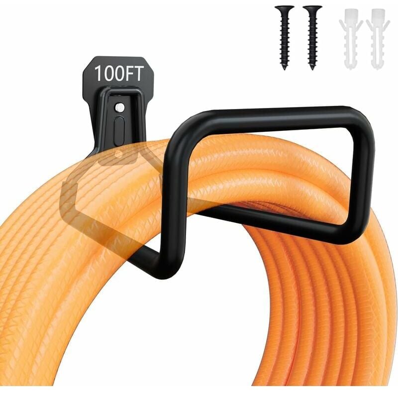 foto del prodotto supporto per tubo da giardino a parete, supporto per tubo da giardino per esterni resistente, avvolgitubo in metallo, gancio per tubo con 4 viti per