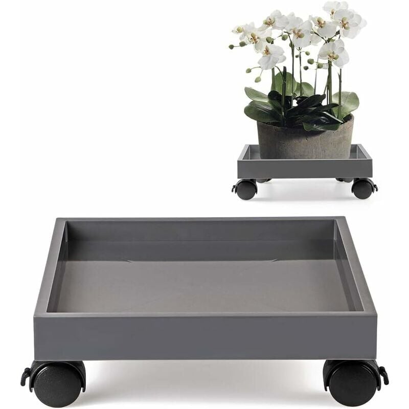 foto del prodotto supporto per vasi di fiori con ruote, supporto per piante con ruote, sottovaso in abs, per spostare vasi di fiori, piante da fiore da terrazza,