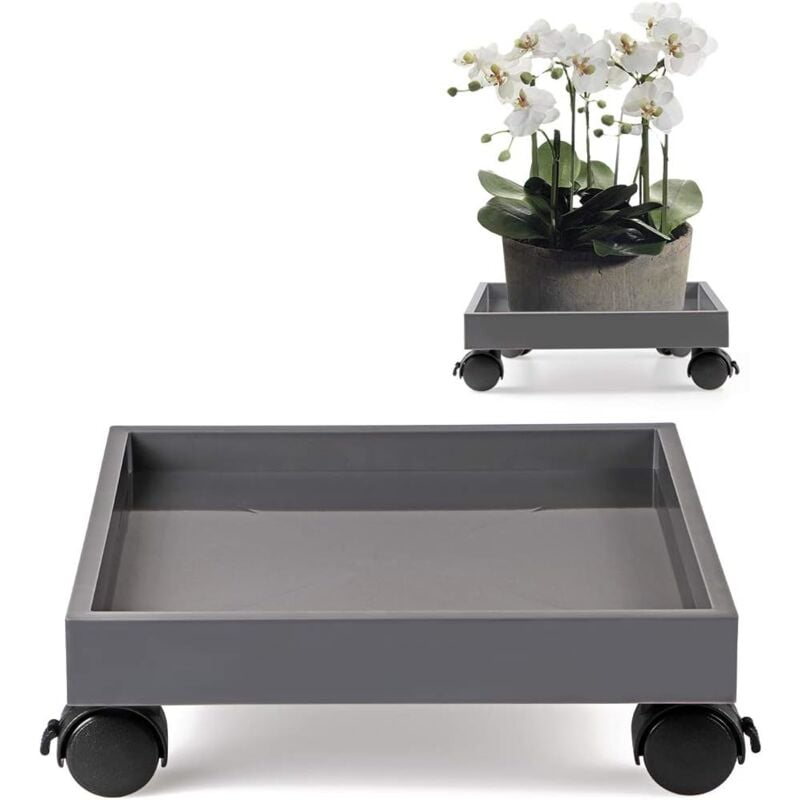 foto del prodotto supporto per vasi di fiori con ruote, supporto per piante con ruote, sottovaso in abs, per spostare vasi di fiori, piante da fiore da terrazza,