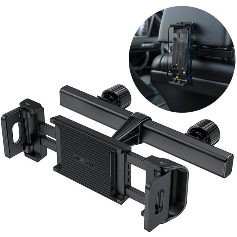 foto del prodotto supporto poggiatesta per auto per telefono e tablet, larghezza 135-230 mm, nero