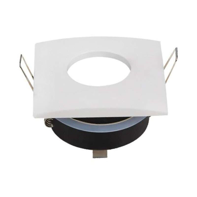 foto del prodotto supporto spot da incasso fisso impermeabile ip65 gu10 mr16 quadrato bianco 82mm max 35w