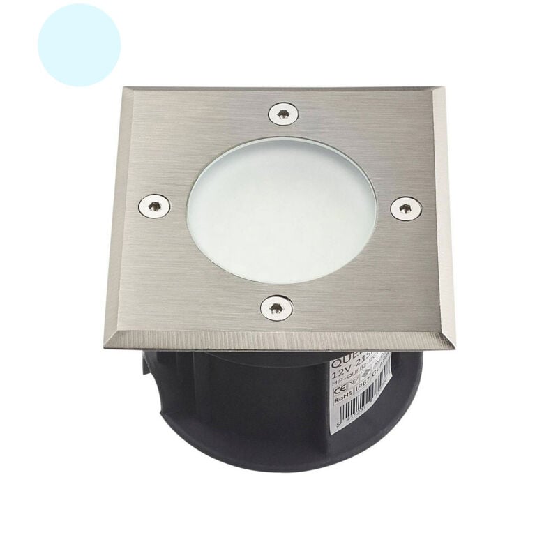 foto del prodotto supporto spot pavimento integrato bianco del giorno 6000k 2w ac220-240v impermeabile ip67 square - foratura frost del diffusore