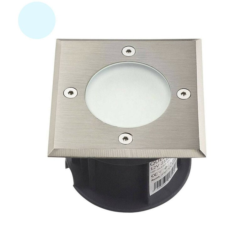 foto del prodotto supporto spot recessed white day floor 6000k 2w dc12v impermeabile ip67 square foratura spazzola per diffusori da 85 mm