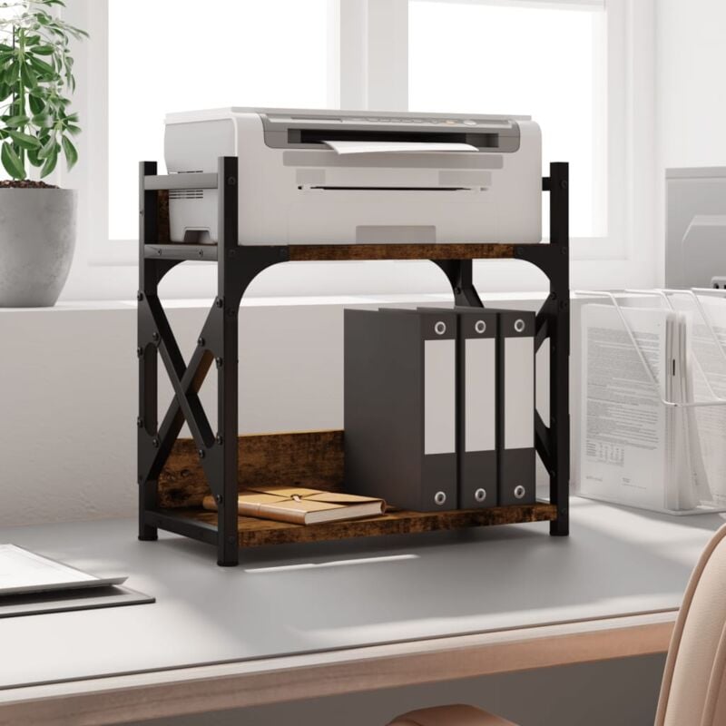 foto del prodotto supporto stampante 2 livelli rovere fumo 40x20x40cm multistrato vidaxl