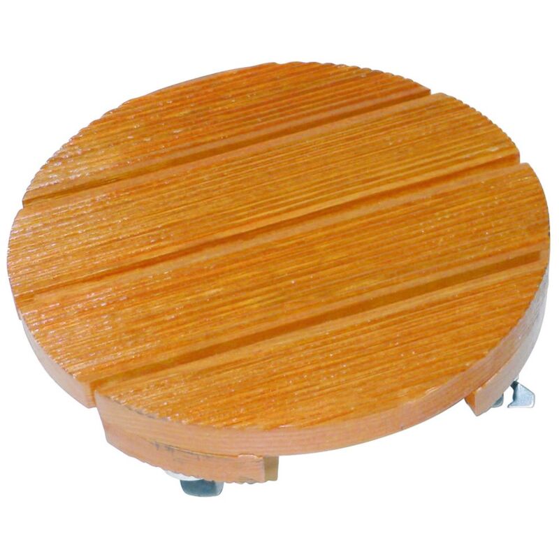 foto del prodotto supporto su ruote in legno tondo flora roll lasure 30 cm nortene