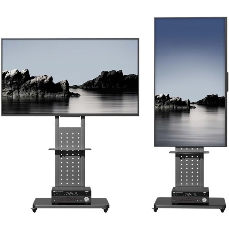 foto del prodotto supporto tv con ruote girevole carrello porta tv da terra verticale orizzontale per schermo 32 65 pollici portata 50kg max vesa 600x400mm altezza