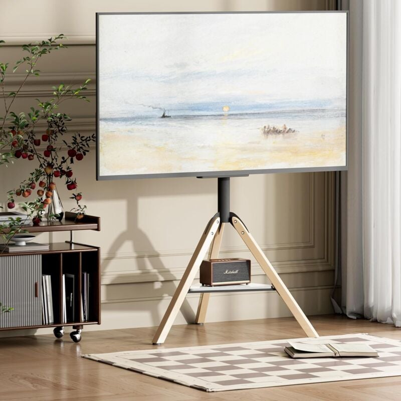foto del prodotto supporto tv da pavimento treppiede tv per 40 75 pollici tv stand unho