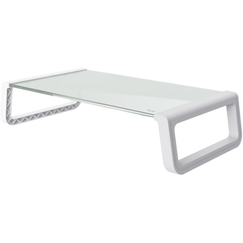 foto del prodotto supporto tv da scrivania in vetro temperato trasparente e bianco 10 kg 500 mm trust