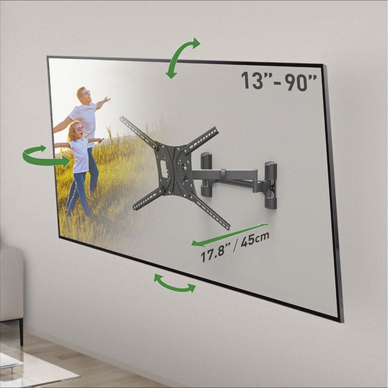 foto del prodotto supporto tv doppio braccio con 4 movimenti da 13"" a 90"" schermi piatti e curvi - vesa 600x400 max 60kg