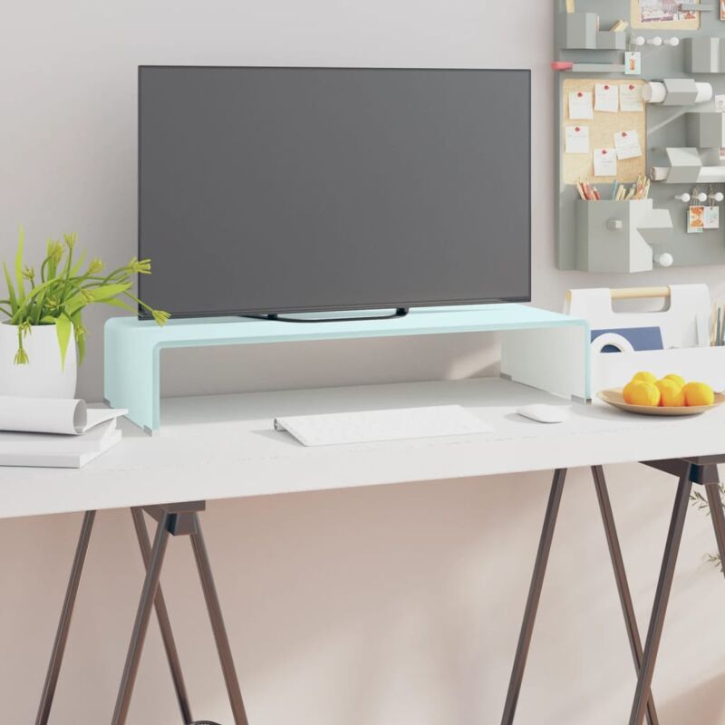 foto del prodotto supporto tv rialzo monitor in vetro verde 70x30x13 cm vidaxl