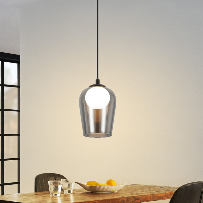 foto del prodotto suspension, lampada sospesa nera 1 lampada sospesa a una fiamma, lampada di vetro sospesa sopra il tavolo da pranzo, sospesa g9, altezza regolabile