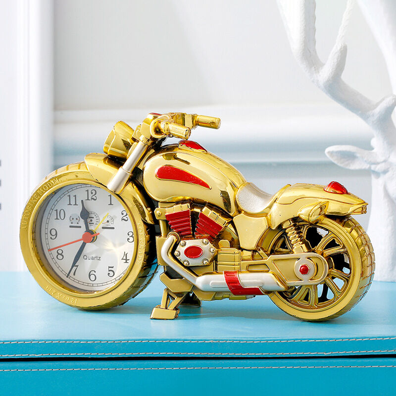foto del prodotto sveglia a forma di moto creativa, orologio da scrivania modello di moto per bambini adulti