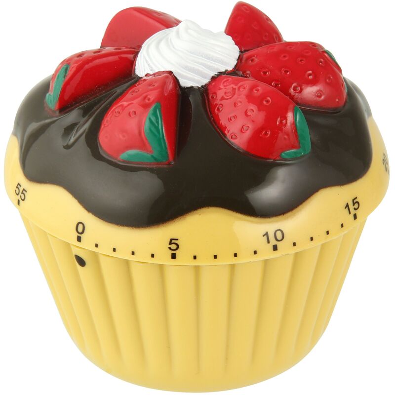 foto del prodotto sveglia a orario breve zenker, diametro 70 mm, sveglia da cucina in plastica robusta, timer breve con grazioso design a cupcake, timer regolabile