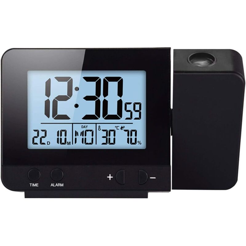 foto del prodotto sveglia con proiezione digitale, sveglia con proiettore da soffitto, sveglia digitale da comodino con funzione snooze, temperatura e luminosit 