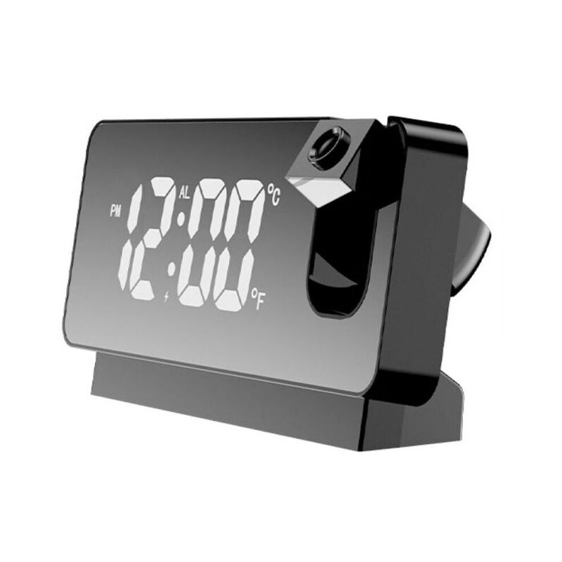 foto del prodotto sveglia con proiezione per camera da letto, radiosveglia digitale con dimmer 0 100 e 2 porte di ricarica usb, proiettore girevole a 180 , doppia