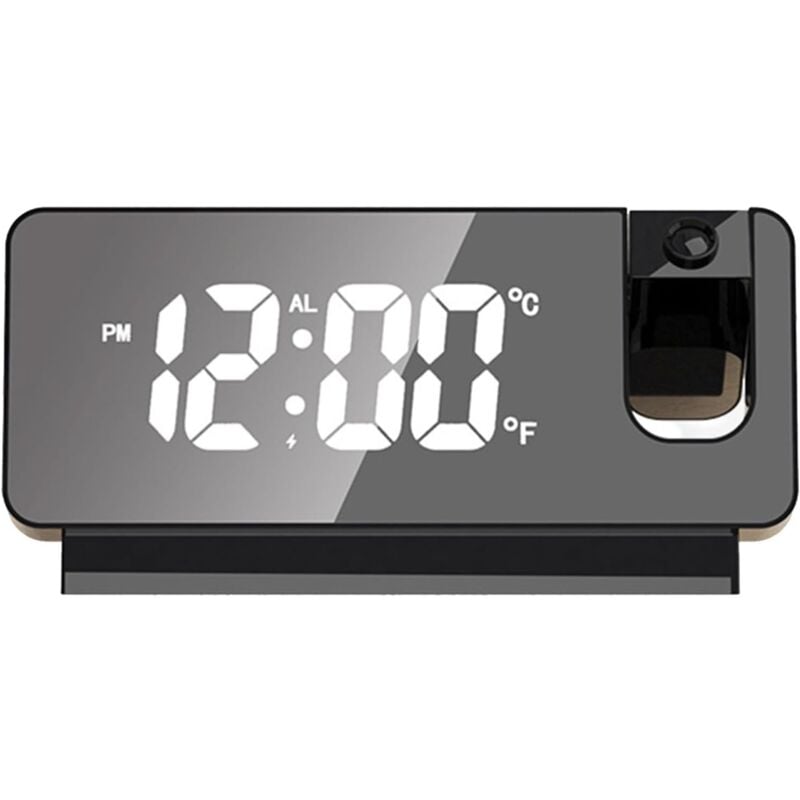 foto del prodotto sveglia con proiezione portatile, data, temperatura, grande schermo, led, orologio digitale, proiezione sul soffitto, parete, proiettore a 180 ,