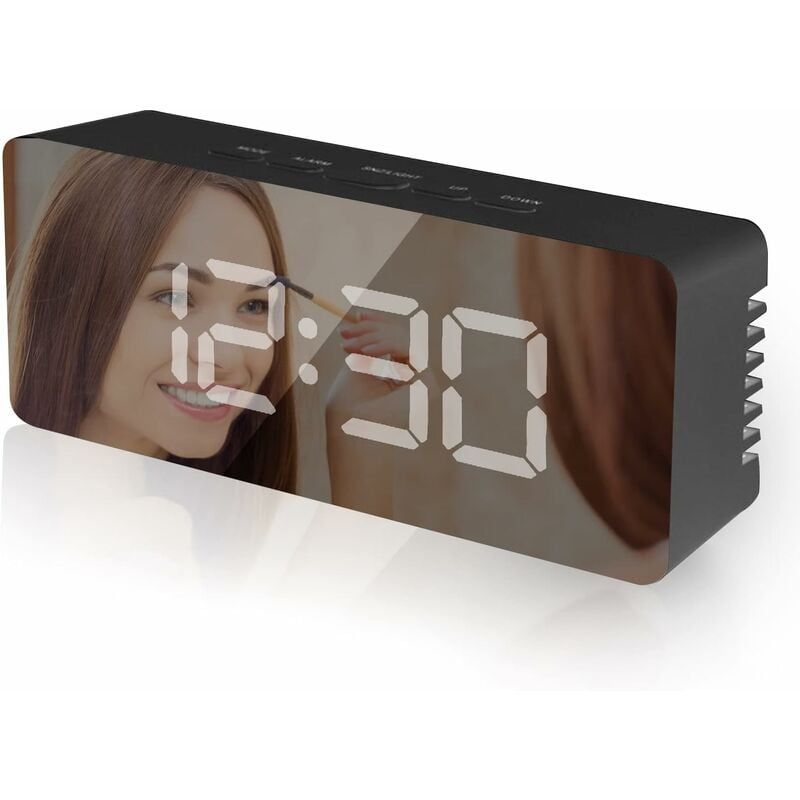 foto del prodotto sveglia da comodino, sveglia digitale, display a led da 5,8 , sveglia digitale elettronica, orologio a specchio, luminosit a 2 livelli nero 