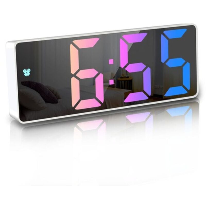 foto del prodotto sveglia digitale led specchio orologio temperatura cavo usb