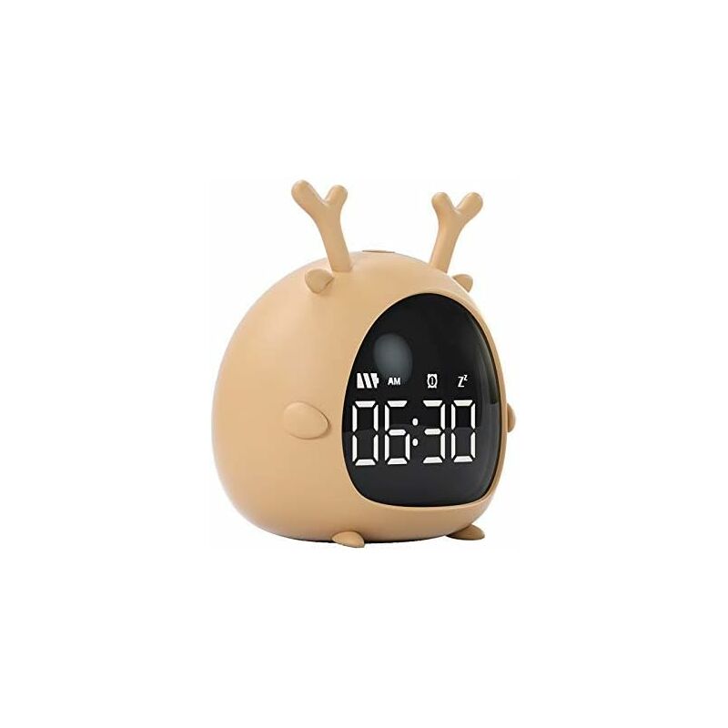 foto del prodotto sveglia digitale per bambini, funzione snooze creativa, sveglia silenziosa, nessun ticchettio, sveglia per camera da letto giallo 