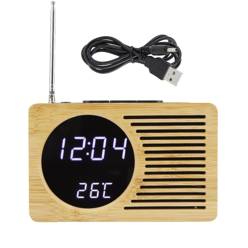 foto del prodotto sveglia digitale versatile con led usb, termometro, visualizzazione di ora e temperatura, radio fm