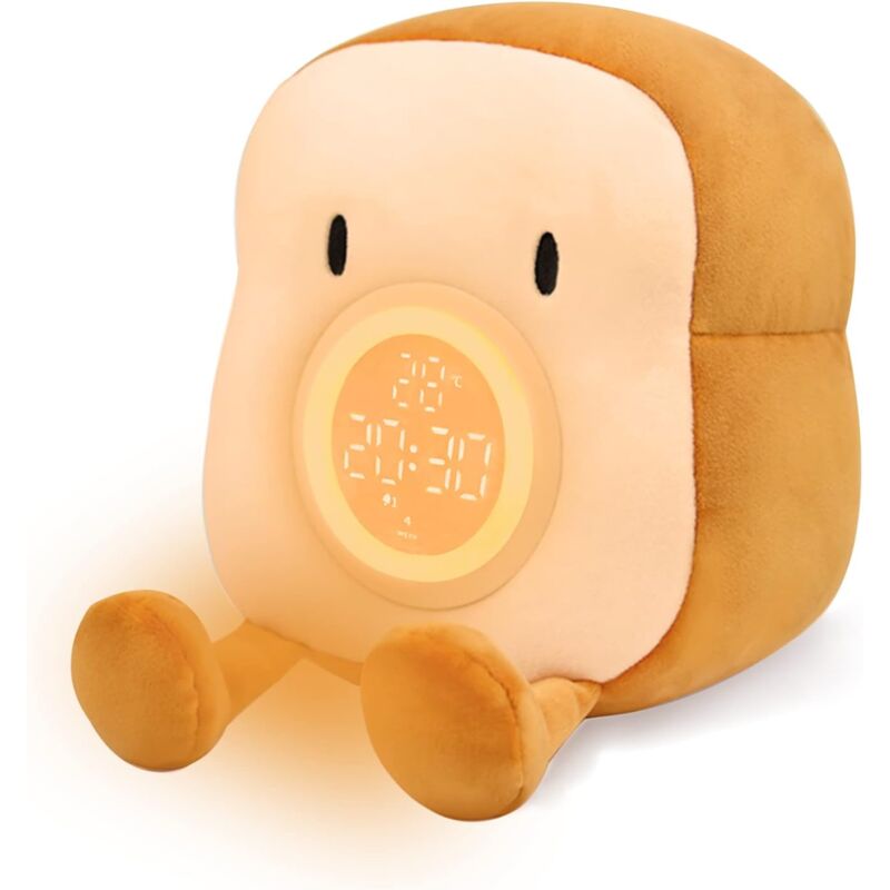 foto del prodotto sveglia in peluche per bambini, luce notturna tutto in uno, comoda sveglia da letto in peluche con doppia sveglia e funzione snooze, luci da letto
