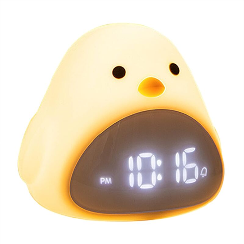 foto del prodotto sveglia mattina notte luce bambini ricaricabile sveglia bianca lampada da comodino per bambini sveglia digitale visualizzazione della temperatura