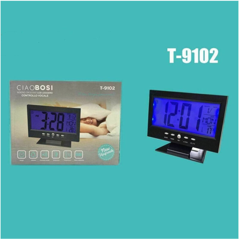 foto del prodotto sveglia orologio led multifunzione temperatura illuminazione display t 9102 trade shop traesio