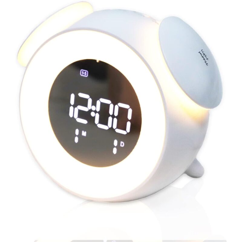 foto del prodotto sveglia per bambini, sveglia con luce notturna che cambia colore, sveglia digitale multifunzionale per la camera dei bambini, allenamento del sonno