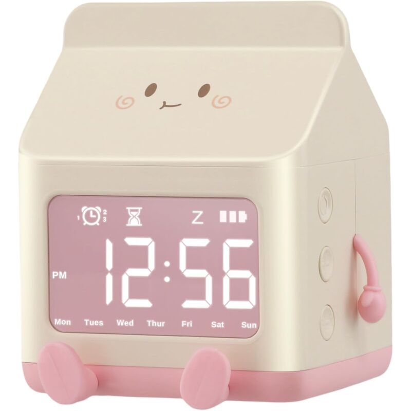 foto del prodotto sveglia per bambini, sveglia digitale a led per bambini, 3 sveglie, funzione snooze, 5 suoni, visualizzazione dell ora e della settimana, schermo a