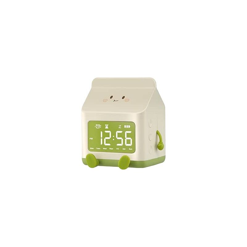 foto del prodotto sveglia per bambini, sveglia digitale a led per bambini, funzione snooze, 5 suoni, visualizzazione dell ora e della settimana, schermo led, sveglia