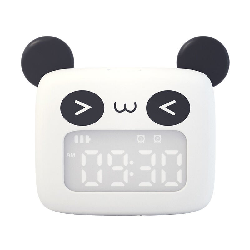 foto del prodotto sveglia per bambini sveglia digitale con simpatico animale per bambini orologio da comodino timer snooze per bambini ricarica usb bianco 