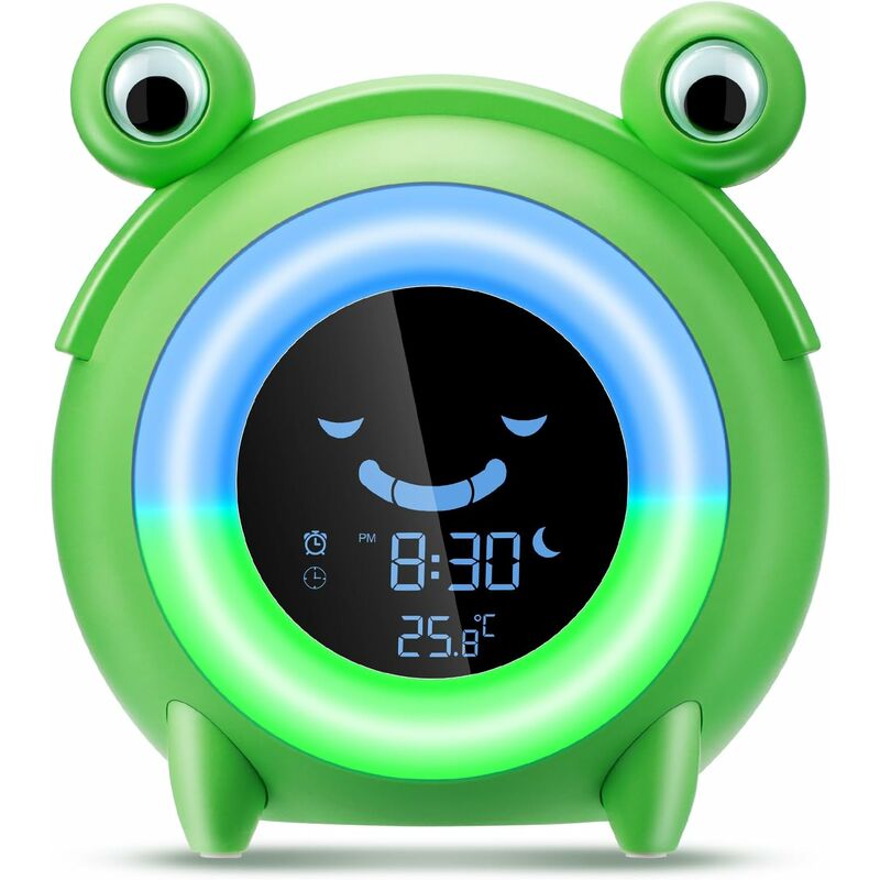 foto del prodotto sveglia per bambini, sveglia educativa diurna notturna per bambini luce notturna per ragazzi 5 colori di luce con promemoria musicale, snooze e