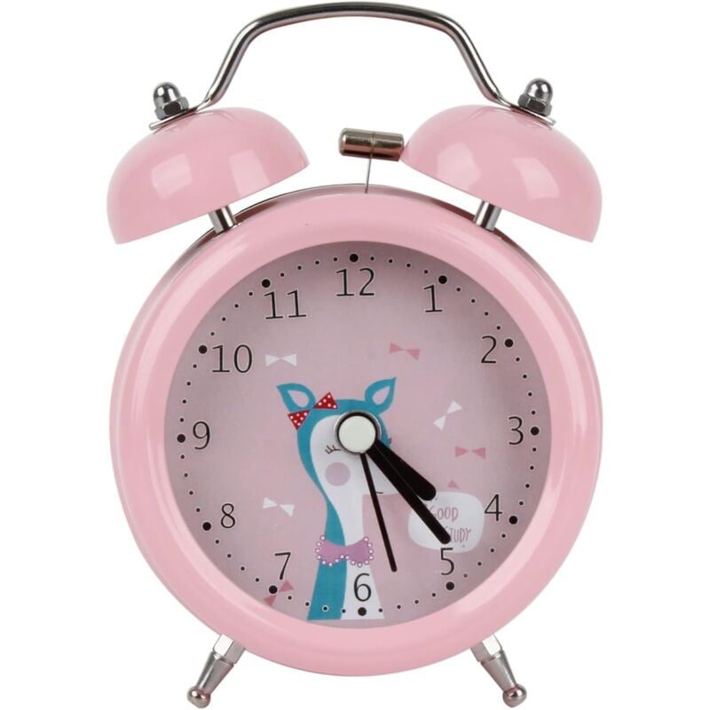 foto del prodotto sveglia per bambini sveglie vintage a doppia campana simpatico cartone animato panda orologio da scrivania silenzioso per camera da letto per bambini