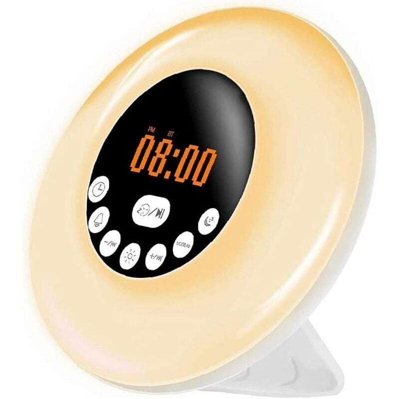 foto del prodotto sveglia sveglia luce notte alba tramonto simulazione rgb 7 colori led lampada notturna triumph con altoparlante bluetooth radio fm
